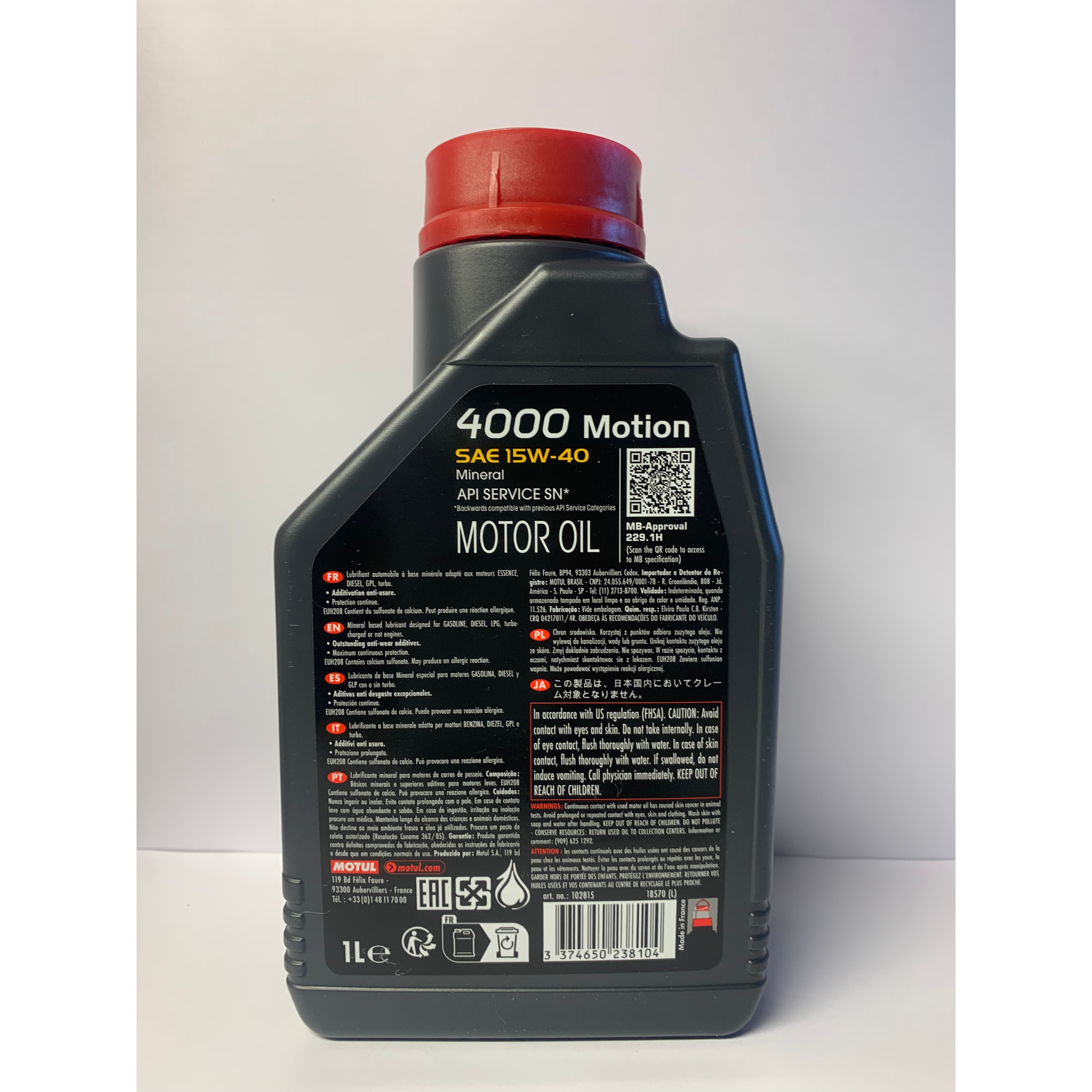 Huile Motul 4000 Motion SAE 15W-40 1L